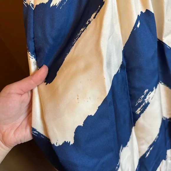 Tibi Peacock Blue Sleeveless Tie Waist Chevron Wrap Dress Size 4 - Picture 5 of 10